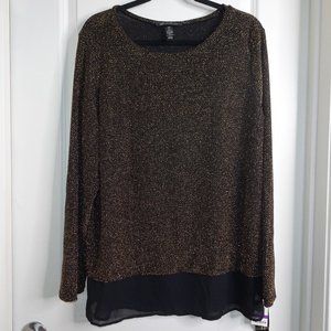 NWT INC International Concepts Black and Gold Night Blouse